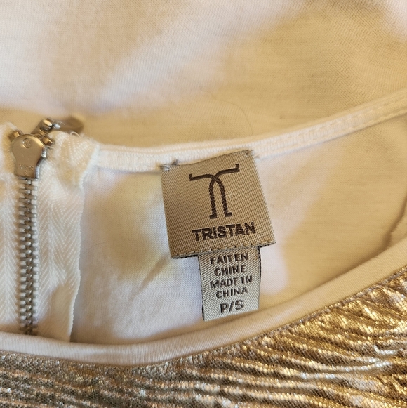 Tristan Gold Metallic Tank Top Dressy Quiet Luxury Minimalist Capsule Office - Picture 5 of 9